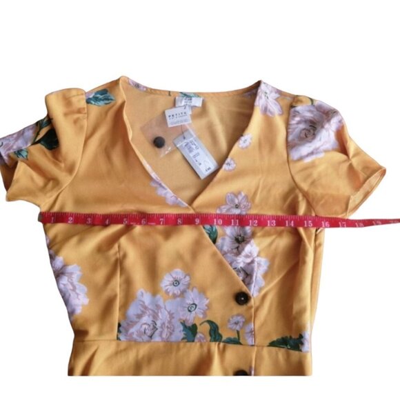 Petite Marigold Floral Belted Tea Dress - ASOS River Island size 4P - Picture 9 of 13